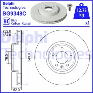 Tarcza hamulcowa DELPHI BG9348C - Tarcze hamulcowe - miniaturka - grafika 1