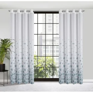 Zasłona ANDREA 140 x 250 cm przelotki biało-turkusowy - Zasłony - miniaturka - grafika 1