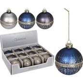 Bombki - Bombka zdobiona złotym brokatem 8 cm mix - miniaturka - grafika 1