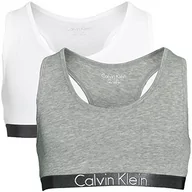 Koszulki i topy damskie - Calvin Klein - Ubrania dla dziewczynek - Bielizna dziewczęca - Biustonosz Crop Top - Calvin Klein Braletka dziewczęca - 2 sztuki - szary/czarny - wiek 14-16 lat - miniaturka - grafika 1