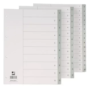 Q-Connect PRZEKŁ. A4 PP 230x297mm 1-10 10k SZARE Q-CON - Przekładki do segregatorów - miniaturka - grafika 1