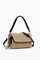 Torebki damskie - Desigual, BAG_HALF LOGO RAFFIA_VE Women's, biała - miniaturka - grafika 1