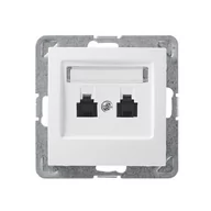 Gniazdka elektryczne - LEDart telefoniczne podwójne, bez ramki - Ospel Impresja GPT-2YN/m/00, kolor biały - miniaturka - grafika 1