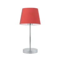 Lampy stojące - Srebrna lampka nocna biurkowa stołowa do sypialni SIENA z czerwonym abażurem - miniaturka - grafika 1