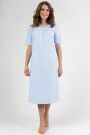 Bielizna nocna - Bawełniana koszula damska Anitta niebieska długa 3XL - miniaturka - grafika 1