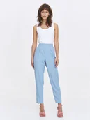 Legginsy - Błękitne spodnie z prostą nogawką w kant - miniaturka - grafika 1