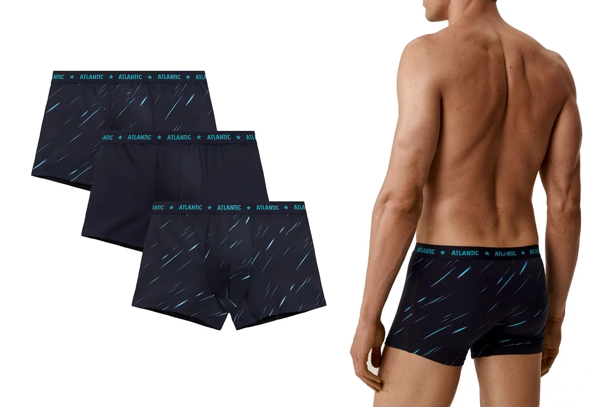 ATLANTIC Bokserki męskie bawełniane Logo 3MH-224 granatowe 3-PACK XXL