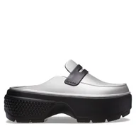 Klapki i japonki damskie - Klapki Crocs Stomp Metallic Loafer Clog 210363 Srebrny - miniaturka - grafika 1