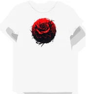 Koszulki i topy damskie - Koszulka damska biała z nadrukiem czerwonej róży XS - miniaturka - grafika 1