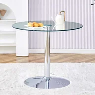 Stoły - Okrągły stół ze szkła hartowanego Ø85 cm, wys.76 cm – nowoczesny i minimalistyczny design z metalową podstawą do kuchni i jadalni - miniaturka - grafika 1