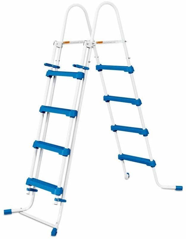 Summer Waves Drabina basenowa ze stali nierdzewnej Akcesoria do basenów Biały/Niebieski 65x132cm