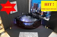 Wanny z hydromasażem - Wirujące dysze czarna Wanna z hydromasażem EG-015 narożna 150cmx150cmx65cm spadające SOPLE LEDowe HIT! - miniaturka - grafika 1