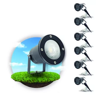 ZESTAW 6x Lampa ogrodowa PORTO + 6x żarówka GU10 3W premium ZIMNA - Lampy ogrodowe - miniaturka - grafika 1