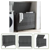 Kosze na bieliznę - The Living Store Kosz na pranie z kółkami Szary 66x35x60 cm Rattan - miniaturka - grafika 1