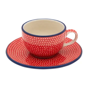 FILIŻANKA podwójne espresso 100 ml ze spodkiem - Ceramika Artystyczna Bolesławiec - Filiżanki - miniaturka - grafika 1