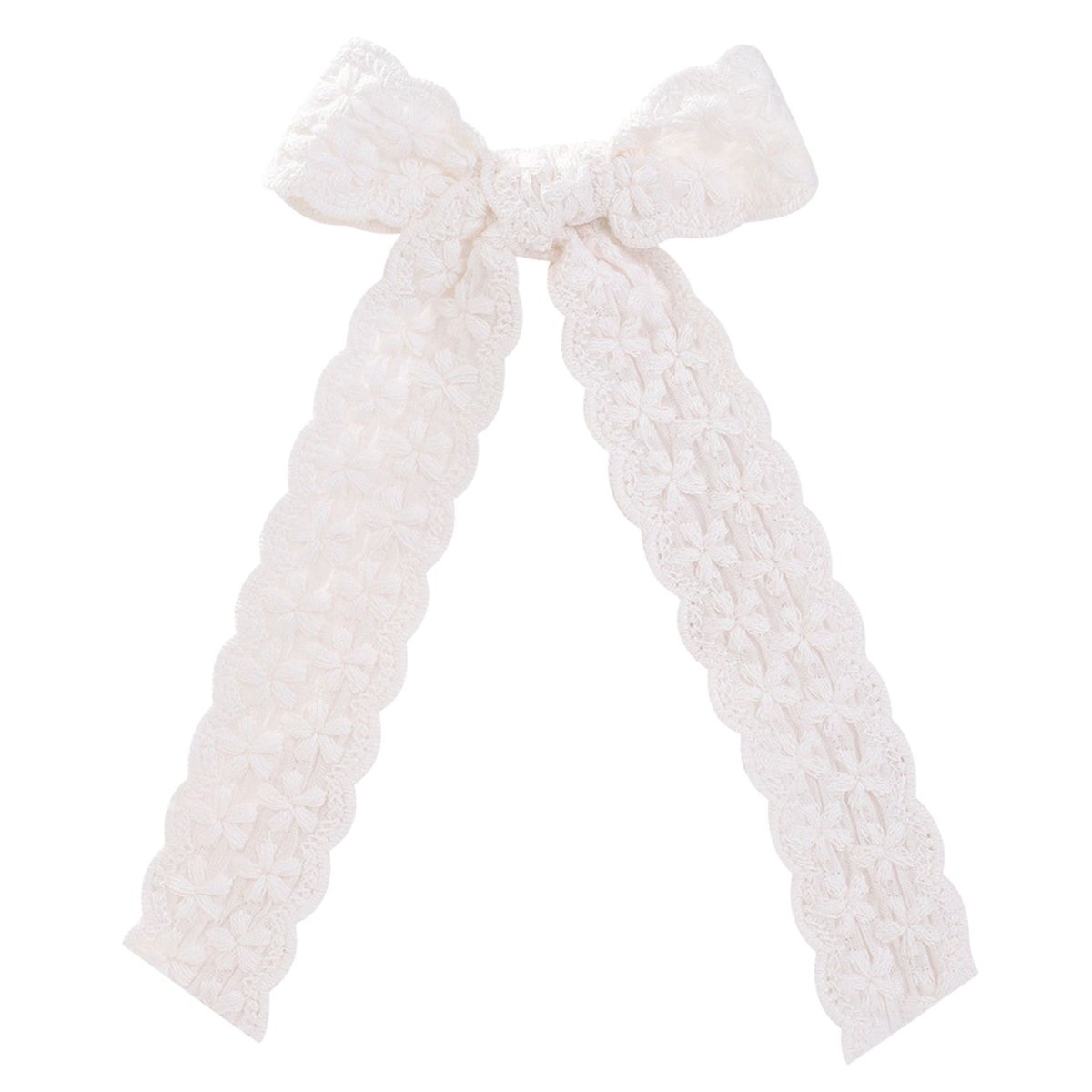 Spinka do Włosów Biała Długa Wsuwka z Kokardą Bawełniana Lekka i Wygodna