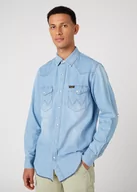Koszule męskie - Wrangler Heritage Shirt Męska Koszula Jeansowa Jeans Sun Fade W5D1Em180-M - miniaturka - grafika 1