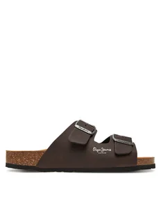 Pepe Jeans Klapki PMS90108 Brązowy - Klapki i japonki męskie - miniaturka - grafika 1