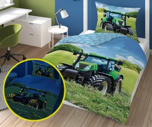 Detexpol Pościel bawełniana świecąca w ciemności 160x200 Traktor 2826_20200626142402 - Pościel dla dzieci - miniaturka - grafika 1