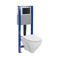 Stelaże i zestawy podtynkowe do WC - Cersanit Zestaw podtynkowy Amao z deską wolnoopadającą i przyciskiem czarny - miniaturka - grafika 1