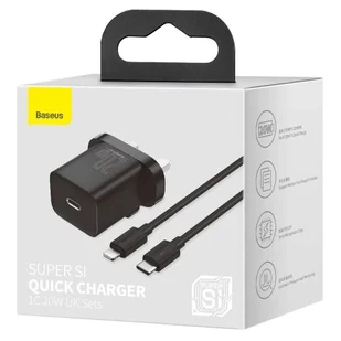 Baseus Super Si 1C szybka ładowarka USB Typ C 20W Power Delivery + kabel USB Typ C - Lightning 1m (wtyczka UK) czarny (TZCCSUP-K01) hurtel-71980-0 - Ładowarki do telefonów - miniaturka - grafika 18