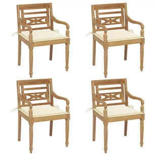 vidaXL Krzesła Batavia z poduszkami 4 szt. lite drewno tekowe 3073297 - Fotele i krzesła ogrodowe - miniaturka - grafika 1
