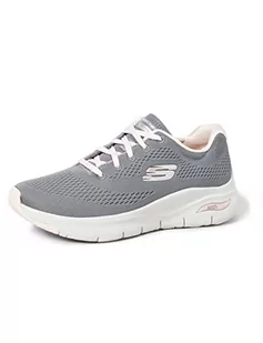 Skechers Damskie trampki Arch Fit Big Appeal, Szare dzianinowe siatkowe różowe wykończenie, 37.5 EU - Trampki damskie - miniaturka - grafika 1
