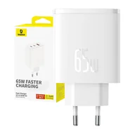 Ładowarki do telefonów - Ładowarka sieciowa Baseus OS-Cube Pro 2xUSB-C + USB, 65W (biała) - miniaturka - grafika 1