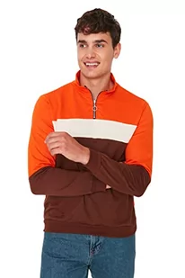 Trendyol Męska bluza ze stójką w jednolitym kolorze, pomarańczowy, L - Bluzy męskie - miniaturka - grafika 1
