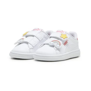 Niemowlęce sneakersy PUMA Smash 3.0 Badges PUMA White Passionfruit Pink - Buty dla dziewczynek - miniaturka - grafika 1
