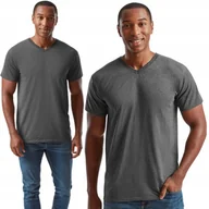 Koszulki męskie - Koszulka Męska T-Shirt serek FRUIT LOOM 610660 V-neck GRAFIT HEATHER XL - miniaturka - grafika 1