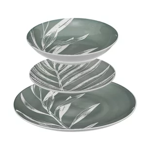 Secret De Gourmet Porcelanowa zastawa stołowa dla 6 osób, wzór liści, 18 elementów - Serwisy obiadowe - miniaturka - grafika 1