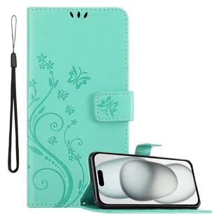 Cadorabo pokrowiec na Apple iPhone 15 w kolorze FLORAL TURQUOISE pokrowiec ochronny w kwiatowy wzór z zapięciem magnetycznym, funkcją podstawki i kieszeniami na karty etui z klapką w kwiaty etui na telefon komórkowy etui na książkę - Etui i futerały do telefonów Cadorabo pokrowiec na Apple iPhone 15 w kolorze FLORAL TURQUOISE pokrowiec ochronny w kwiatowy wzór z zapięciem magnetycznym, funkcją podstawki i kieszeniami na karty etui z klapką w kwiaty etui na telefon komórkowy etui na książkę - Etui i futerały do telefonów - miniaturka - grafika 1