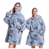 Bluzy damskie - KOC BLUZA Oversize Kocobluza Cieplutka 2w1 Szop Pracz Szopek Długa Kocyk - miniaturka - grafika 1