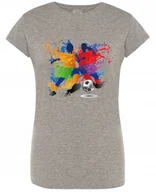Koszulki i topy damskie - T-Shirt damski nadruk Kolorowy Piłkarz R.XXL - miniaturka - grafika 1