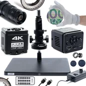Mikroskopy i lupy - Mikroskop cyfrowy 10A solo Regulowane oświetlenie 56xLED Kamera Black PRO 4K Zestaw - miniaturka - grafika 1