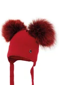 Czapki dla dzieci - Czapka dla dziecka na zimę FELIPA z dwoma pomponami bordo - miniaturka - grafika 1