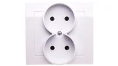 Gniazdka elektryczne - Ospel Kier Gniazdo Podwójne 16A/250~, IP20 Biały - GP-2W/00 - miniaturka - grafika 1