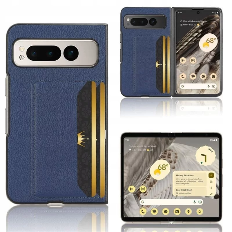 Etui do Google Pixel Fold 5G Leather Card granatowe Case Pokrowiec Obudowa Futerał