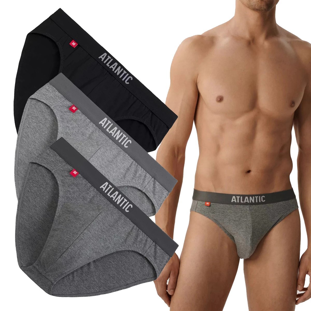 SLIPY MĘSKIE bawełniane sport niska talia dopasowane Atlantic *XXL