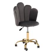 Krzesła - Krzesło obrotowe muszelka DC-907-S ciemnoszary welur, złota noga - miniaturka - grafika 1