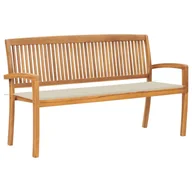 Ławki ogrodowe - VidaXL Sztaplowana ławka ogrodowa z poduszką, 159 cm, drewno tekowe 3063308 VidaXL - miniaturka - grafika 1