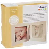 Girlandy - Artemio Zestaw odlewany odcisk stopy dziecka i ramka na zdjęcia, drewno, biały, 12,5 x 12,5 x 1,2 cm - miniaturka - grafika 1