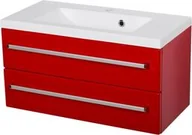 Szafki łazienkowe - Szafka łazienkowa czerwona 80cm FOKUS z umywalką - miniaturka - grafika 1