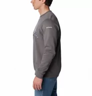 Bluzy sportowe męskie - Męska bluza dresowa nierozpinana bez kaptura Columbia Logo Fleece Crew - szara - COLUMBIA - miniaturka - grafika 1