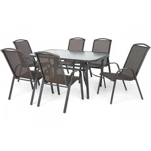 Home&Garden Meble ogrodowe metalowe Sevilla Atlanta Grey / Brown Triangles 6+1 159275 - Meble ogrodowe - miniaturka - grafika 1