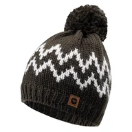 Czapki damskie - Czapka zimowa HI-TEC HASSO 37409-BLK OL/WHITE – Oliwkowy - miniaturka - grafika 1