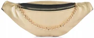 Nerki - NERKA saszetka biodrówka DAMSKA łańcuszek biodrowa EKO duża pojemna Złota - miniaturka - grafika 1