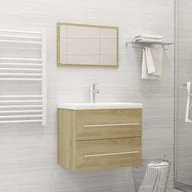 Meble łazienkowe - 2-częściowy zestaw mebli łazienkowych, dąb sonoma, płyta - miniaturka - grafika 1