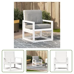 The Living Store Krzesło ogrodowe - białe - 57 -5x63x76 cm - lite drewno sosnowe - Krzesło Ogrodowe - Fotele i krzesła ogrodowe - miniaturka - grafika 1